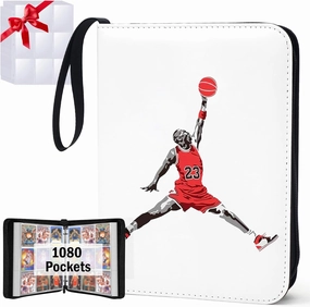 Basketball Card Binder,9 Pocket with 60 Sleeves up to 1080 Cards,Portable Waterproof Storage Book with Removable Clear Sleeves,Compatible with Basketball Cards 2024-2025
