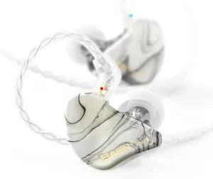 BASN MMCX Triple Driver in-Ear Monitors with Rich Bass, HiFi Stereo IEM Earphones with Upgraded Detachable Cables for Audiophiles Musicians (Porcelain White)
