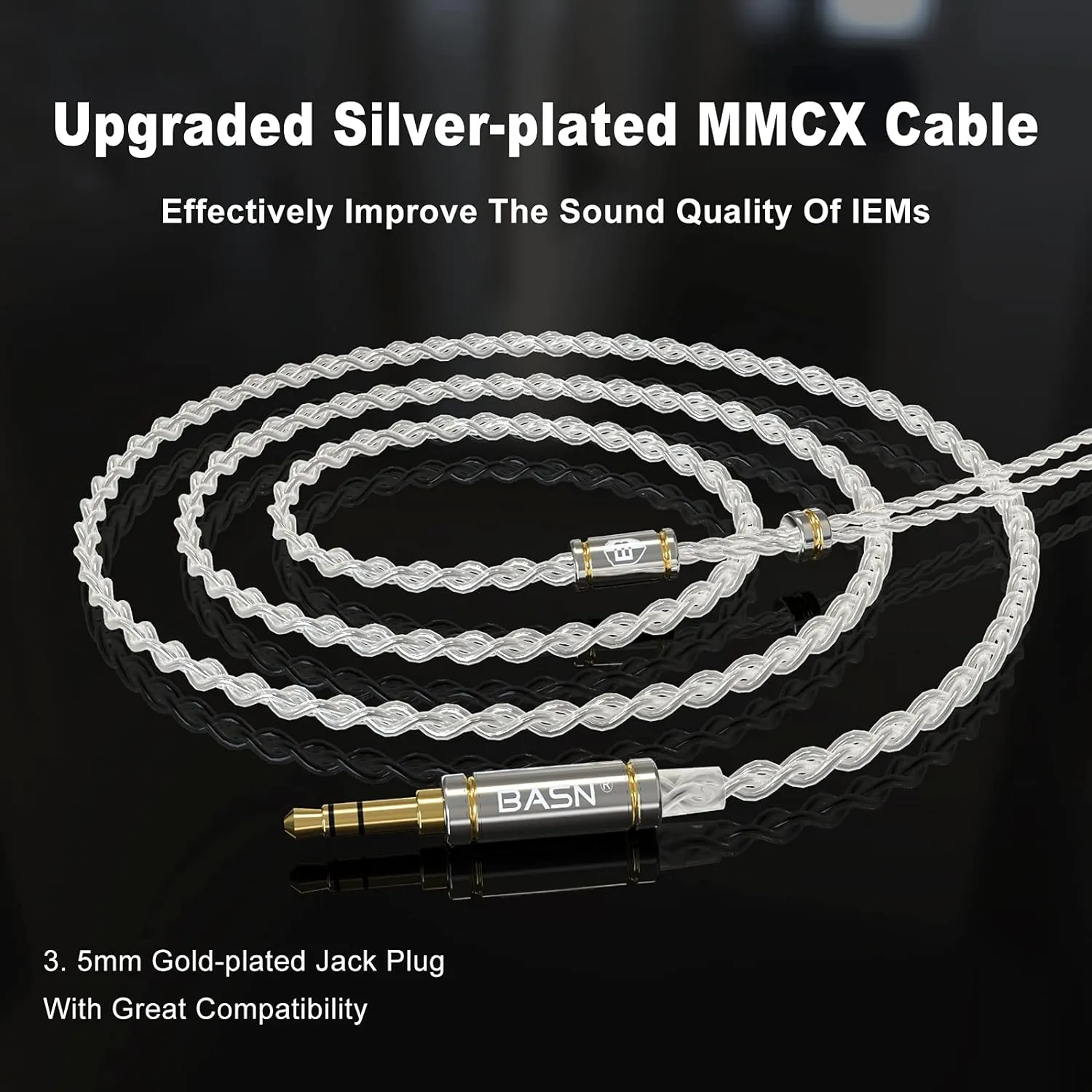 BASN MMCX Triple Driver in-Ear Monitors with Rich Bass, HiFi Stereo IEM Earphones with Upgraded Detachable Cables for Audiophiles Musicians (Porcelain White)