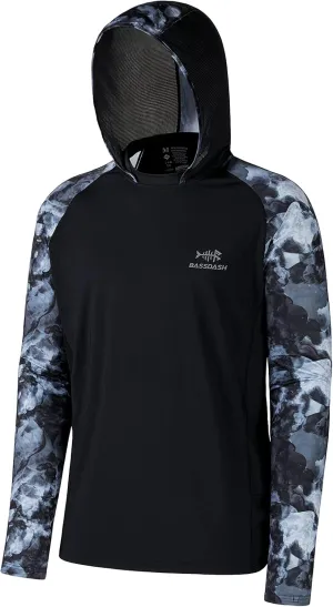 BASSDASH Men’s UPF 50 Performance Fishing Shirt Cooling Hoodie Camo Long Sleeve FS17M