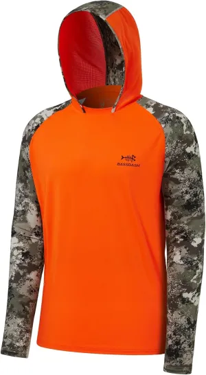 BASSDASH Men’s UPF 50 Performance Fishing Shirt Cooling Hoodie Camo Long Sleeve FS17M