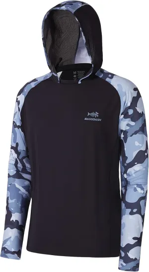 BASSDASH Men’s UPF 50 Performance Fishing Shirt Cooling Hoodie Camo Long Sleeve FS17M