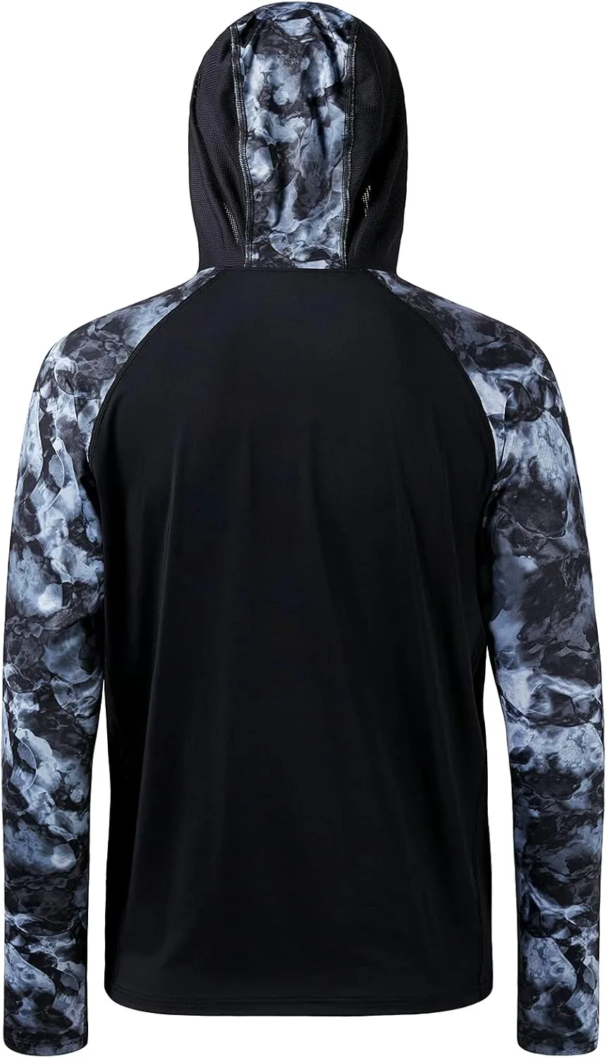 BASSDASH Men’s UPF 50 Performance Fishing Shirt Cooling Hoodie Camo Long Sleeve FS17M
