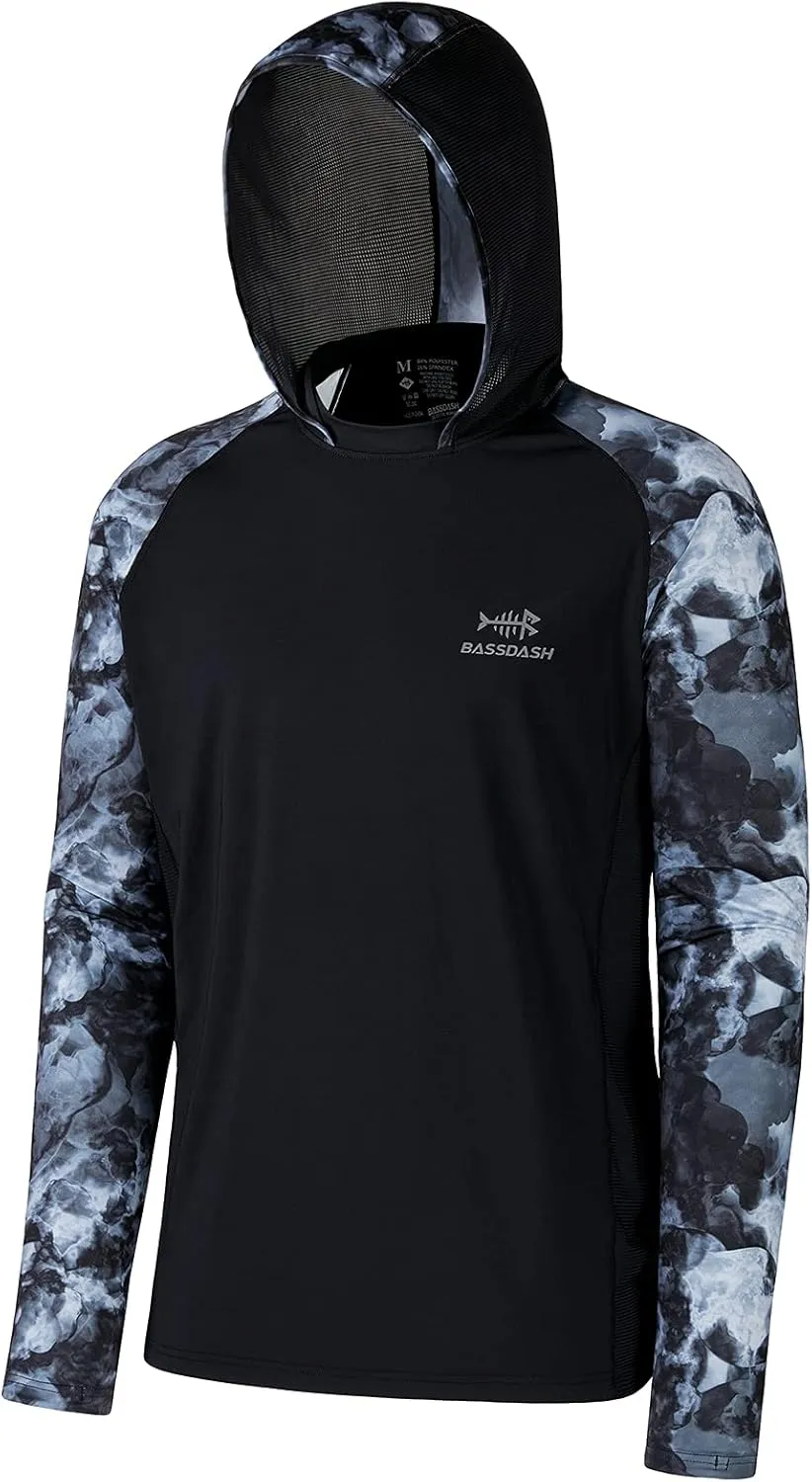 BASSDASH Men’s UPF 50 Performance Fishing Shirt Cooling Hoodie Camo Long Sleeve FS17M