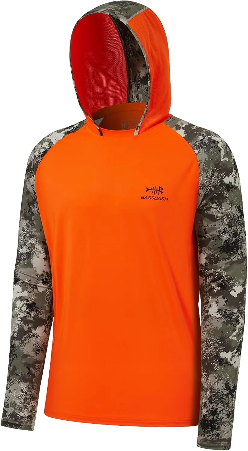 BASSDASH Men’s UPF 50 Performance Fishing Shirt Cooling Hoodie Camo Long Sleeve FS17M
