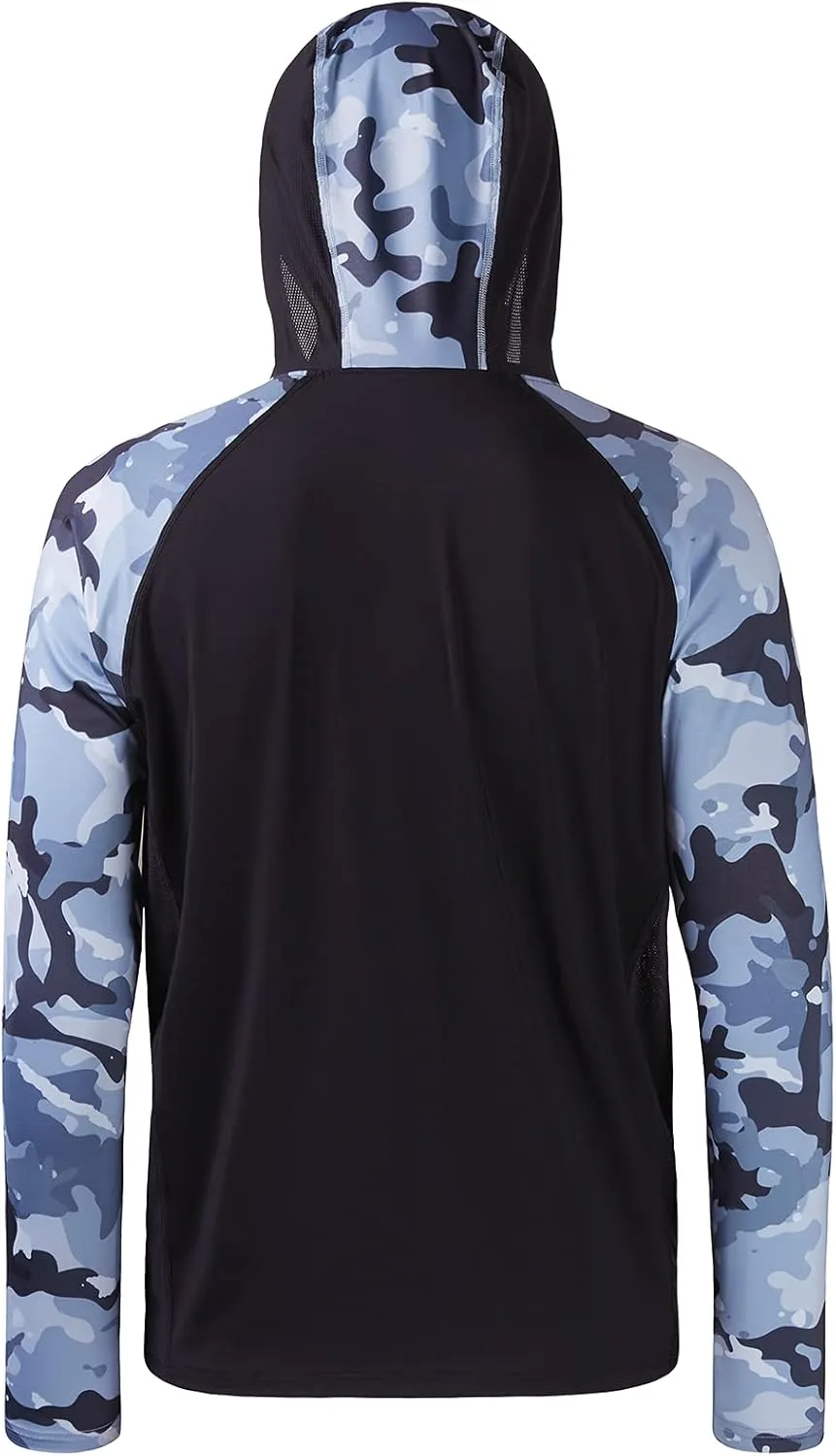 BASSDASH Men’s UPF 50 Performance Fishing Shirt Cooling Hoodie Camo Long Sleeve FS17M