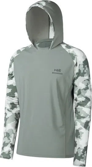 BASSDASH Men’s UPF 50 Performance Fishing Shirt Cooling Hoodie Camo Long Sleeve FS17M