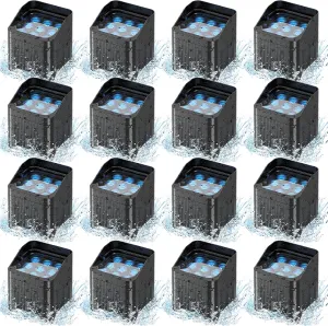 Battery Powered Stage Par Lights, 9X18W RGBW UV, Remote DMX Control, for Church, DJ, Wedding (16 Packs)