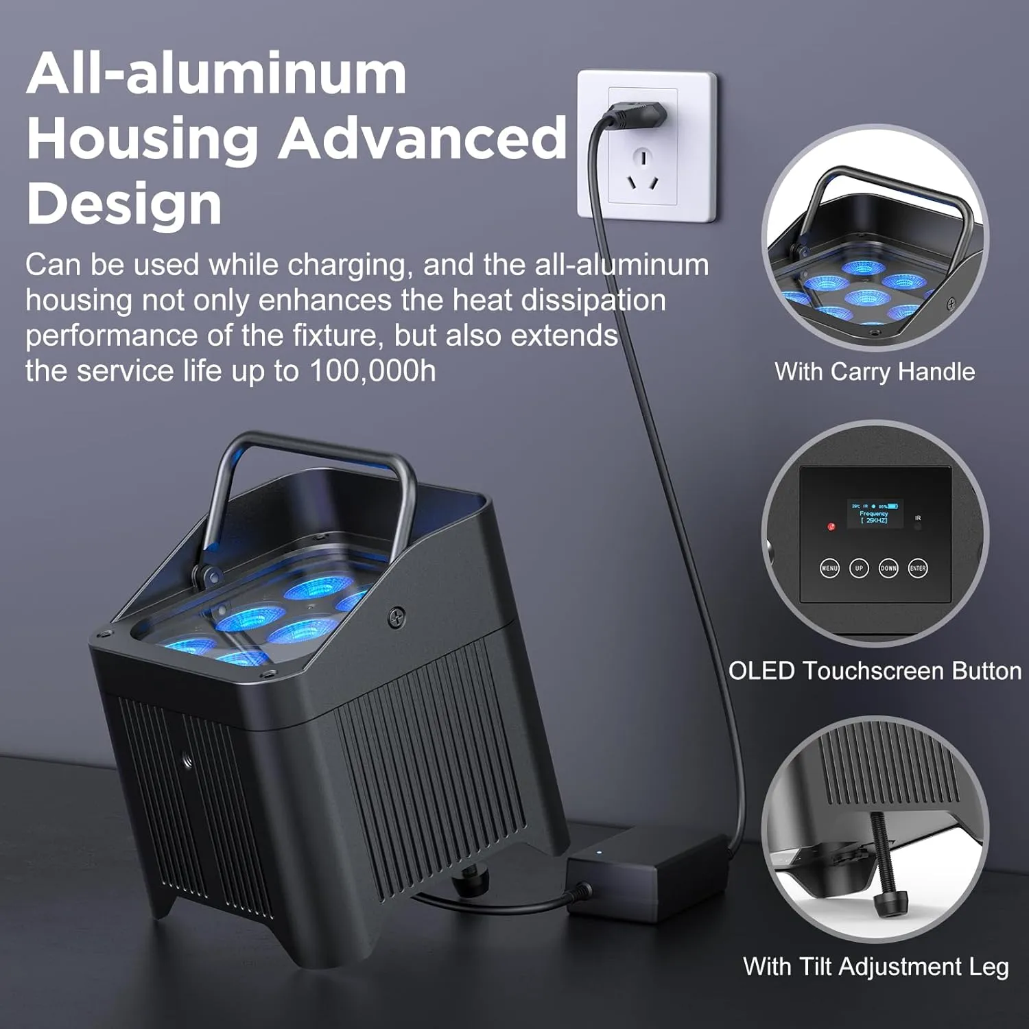 Battery Powered Stage Par Lights, 9X18W RGBW UV, Remote DMX Control, for Church, DJ, Wedding (16 Packs)