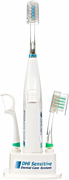 Battery Powered Toothbrush,Travel Toothbrush, Retractable Soft Bristle with Pressure Relief and Vibrating Floss Head, 5 Floss Clips,2 Brush Heads, Travel Pouch, Bathroom Stand