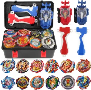 Battling Top Set, Burst Gyro Toys 12 Spinning Tops 2 Launchers Combat Battling Game with Portable Storage Box Gift for Kids Children Boys