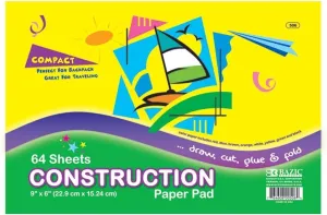 BAZIC 64 Ct. 6" X 9" Mini Construction Paper Pad, Case Pack 48
