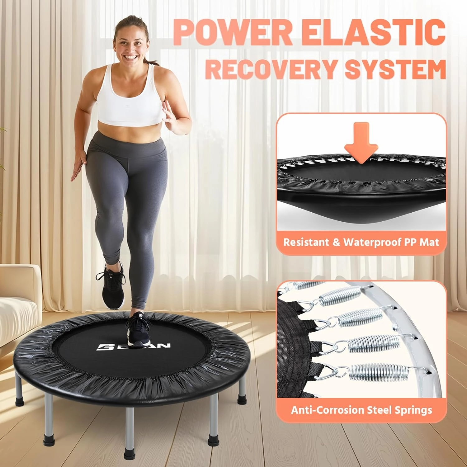 BCAN 36 Mini Trampoline Rebounder Trampoline for Adults Max Load 170lbs Small Trampoline Exercise Trampoline Fitness Trampoline Indoor/Garden Workout
