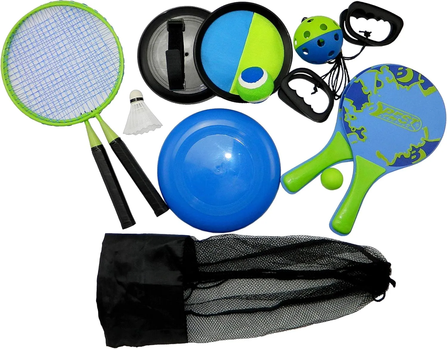 Beach Game Set of 5 Different Beach Games for Adults I Beach Game XXL I 11 Pieces for up to 10 People I with Mesh Bag