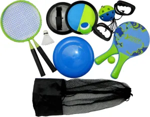 Beach Game Set of 5 Different Beach Games for Adults I Beach Game XXL I 11 Pieces for up to 10 People I with Mesh Bag