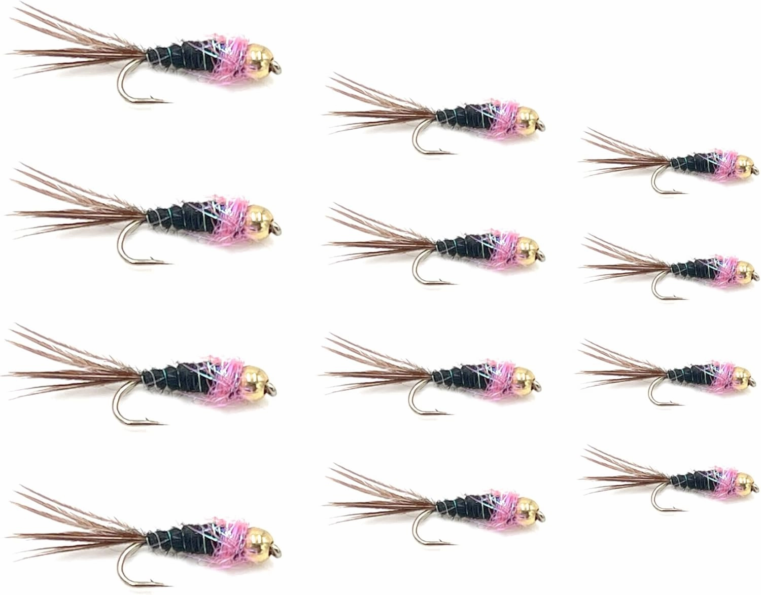 Bead Head Prince Nymph | Nymphs for Fly Fishing | Flies for Fly Fishing | 12pc Nymph Flies for Trout Fishing | 3 Size Fly Fishing Assortment