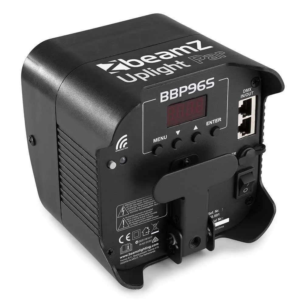 BeamZ BBP96S Battery Powered Uplight Par 6x12W Wireless DMX IRC