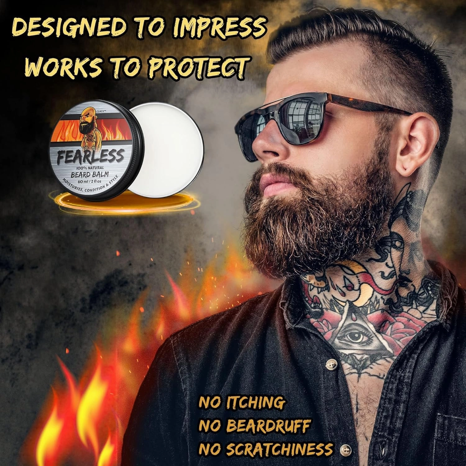 Beard Balm (2 oz, 5 Pack), 100% Natural Beard Conditioning & Styling Balm, Designed for Rugged, Active, or Outdoorsy Men, Includes Shea Butter, Natural Beeswax, Cedarwood Oil, Claev is a US Company