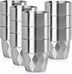 Beasea Stainless Steel Cups 10 oz, 12 Pack Bulk Stackable Insulated Stainless Steel Drinking Tumbler Cups Double Wall Metal Small Pint Glasses Tin Cups for Home Restaurant Office Party Camping