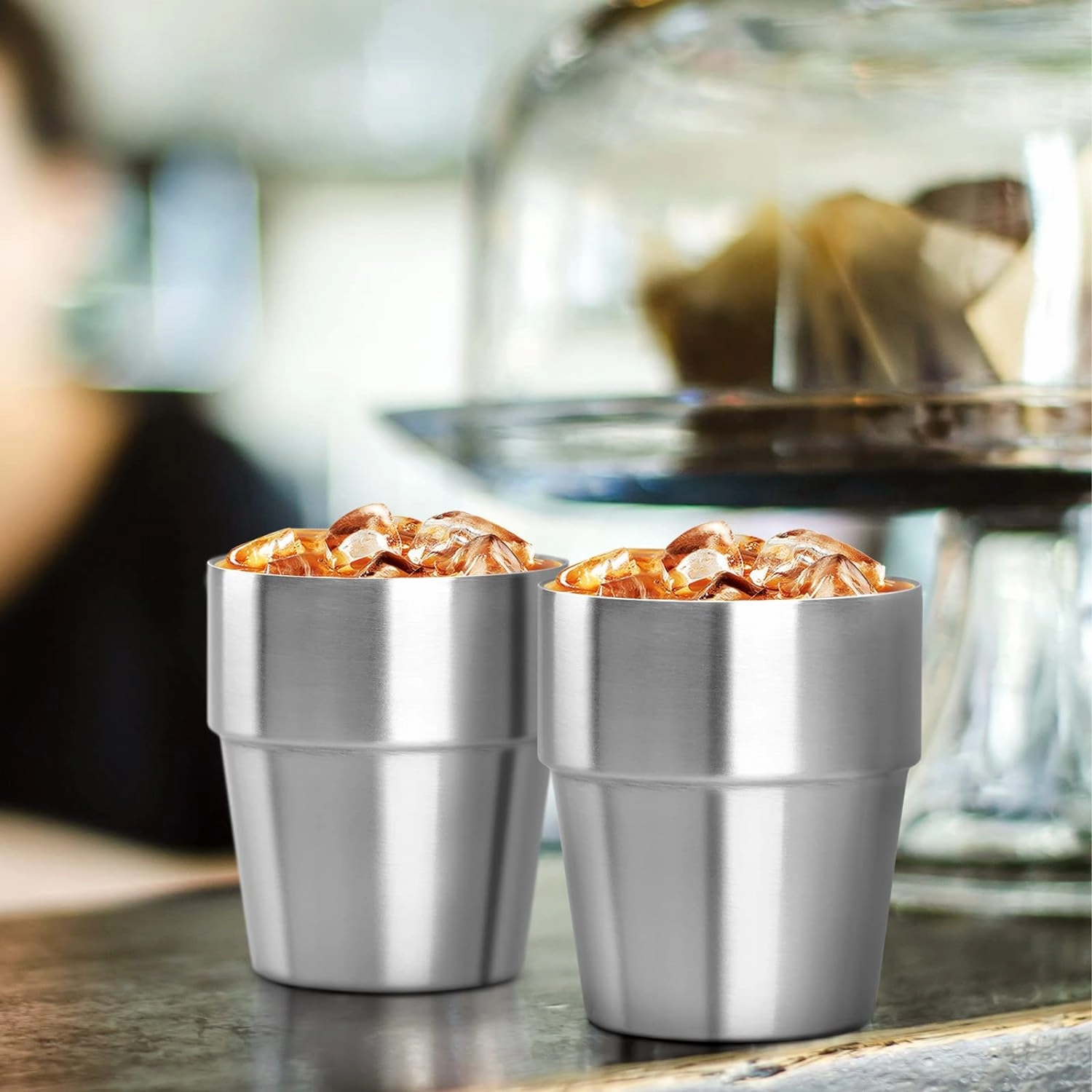 Beasea Stainless Steel Cups 10 oz, 12 Pack Small Stackable Insulated Bulk Stainless Steel Tumbler Cups for Drinking Double Wall Metal Pint Glasses Tin Cups for Home Restaurant Office Party Camping