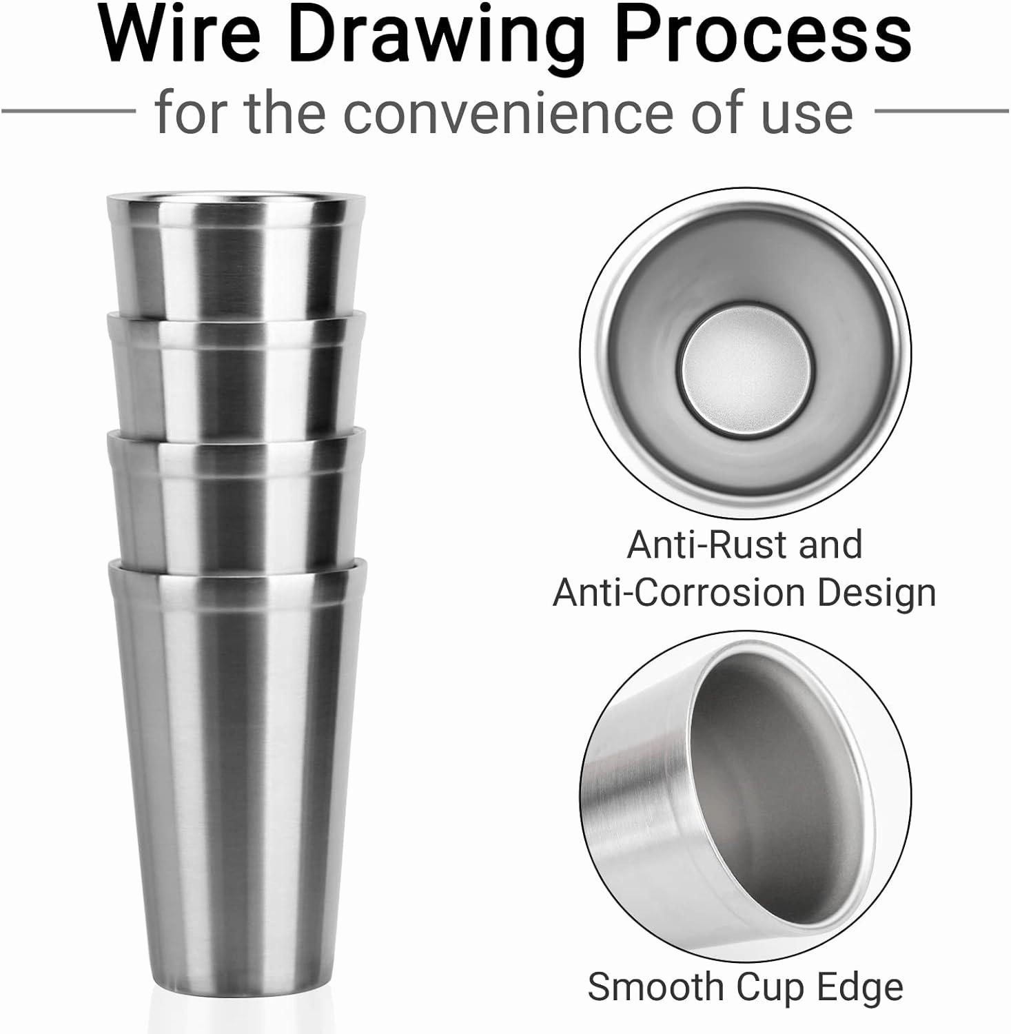 Beasea Stainless Steel Cups 16 oz, 12 Pack Large Stainless Steel Tumbler Bulk Stackable Double Wall Insulated Metal Pint Glasses Tin Cups for Drinking Home Restaurant Office Party Camping