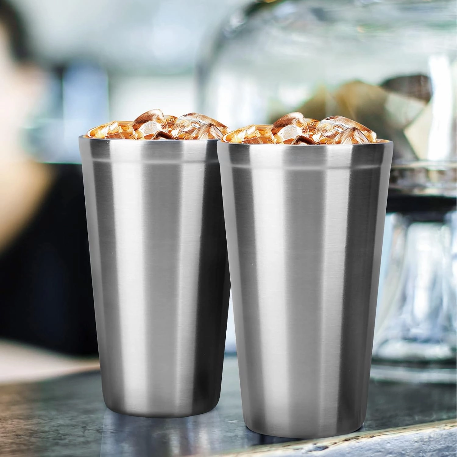 Beasea Stainless Steel Cups 16 oz, 12 Pack Large Stainless Steel Tumbler Bulk Stackable Double Wall Insulated Metal Pint Glasses Tin Cups for Drinking Home Restaurant Office Party Camping
