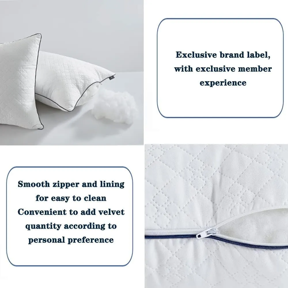 Bed Pillows for Sleeping Queen Size 2 Packs，Ultra Soft Fluffy ，Premium Soft Down Alternative Fill Set of 2 for Back,Zipper Opening Design, can add and Remove Filler According to Your Needs