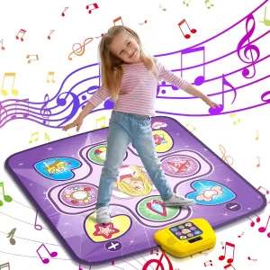 beefunni Dance Mat for Girls 3 4 5 6 7 8 9 10  Year Old, 5 Game Modes, Birthday Gifts Toys for Kids, Dancing Pad with Adjustable Volume, LED Lights