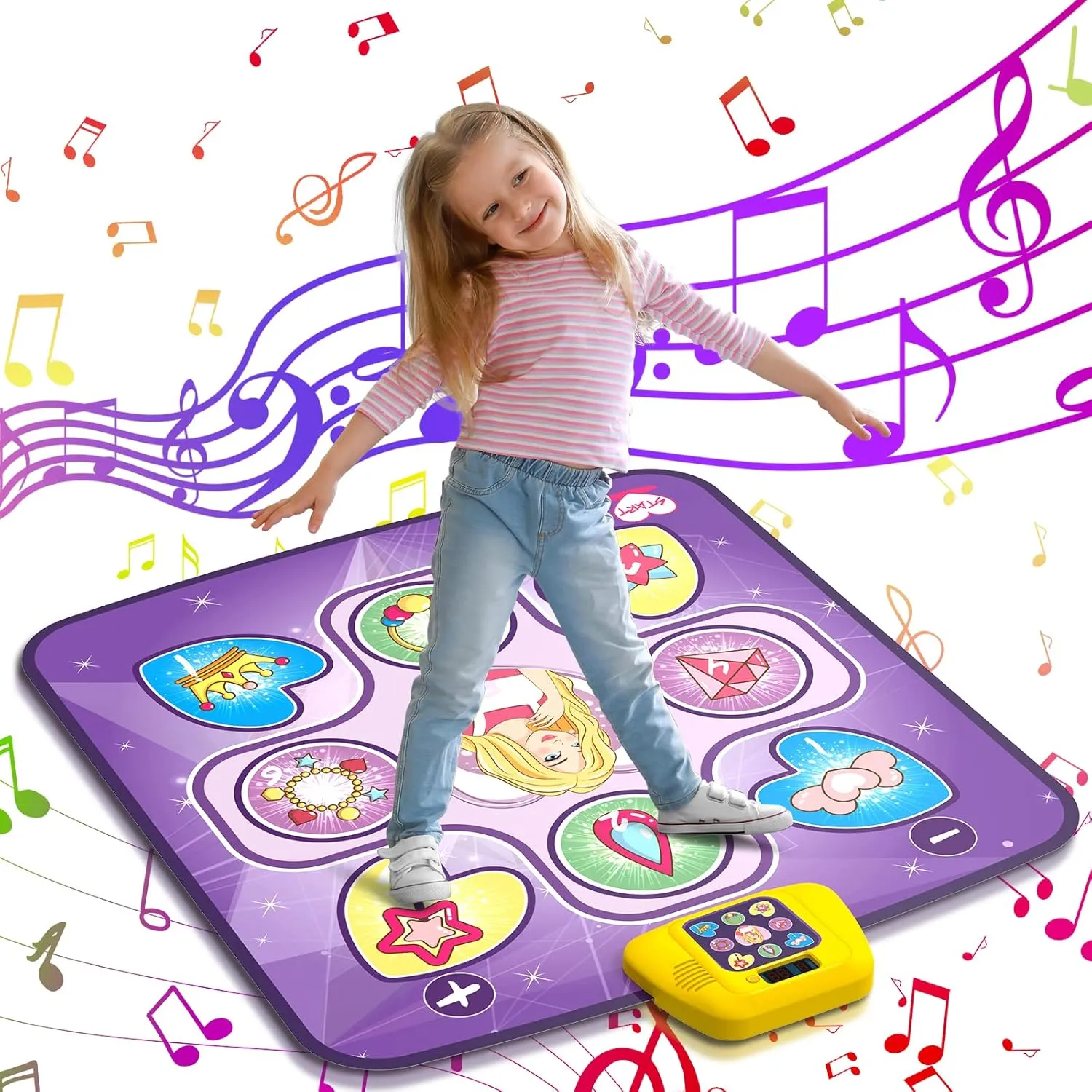 beefunni Dance Mat for Girls 3 4 5 6 7 8 9 10  Year Old, 5 Game Modes, Birthday Gifts Toys for Kids, Dancing Pad with Adjustable Volume, LED Lights