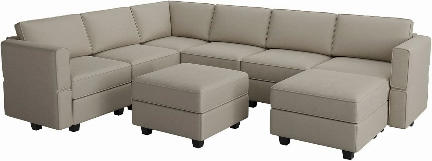 Belffin Modular Sectional Sofa with Storage Seat Oversized U Shaped Couch with Reversible Chaise Sofa Set with Ottoman Velvet Grey