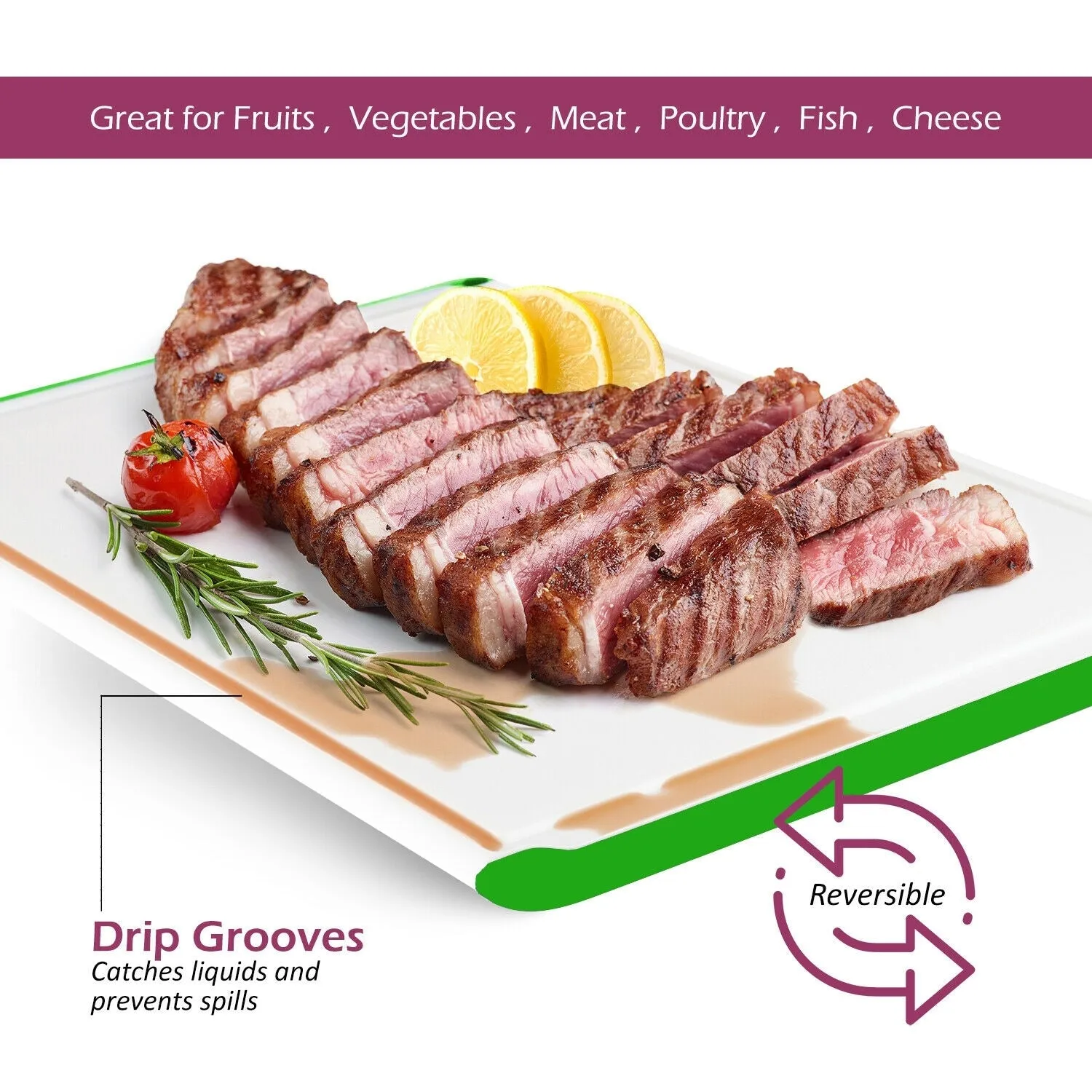 Belwares Large Plastic Cutting Board With Drip Grooves