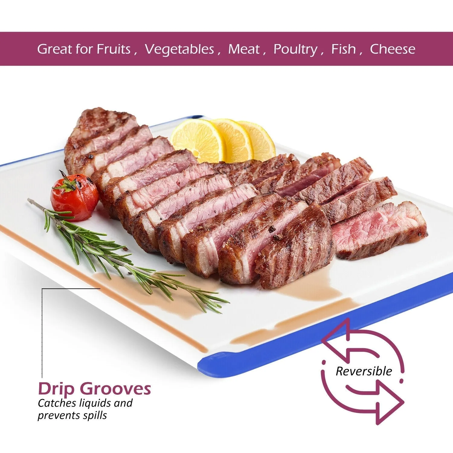 Belwares Large Plastic Cutting Board With Drip Grooves