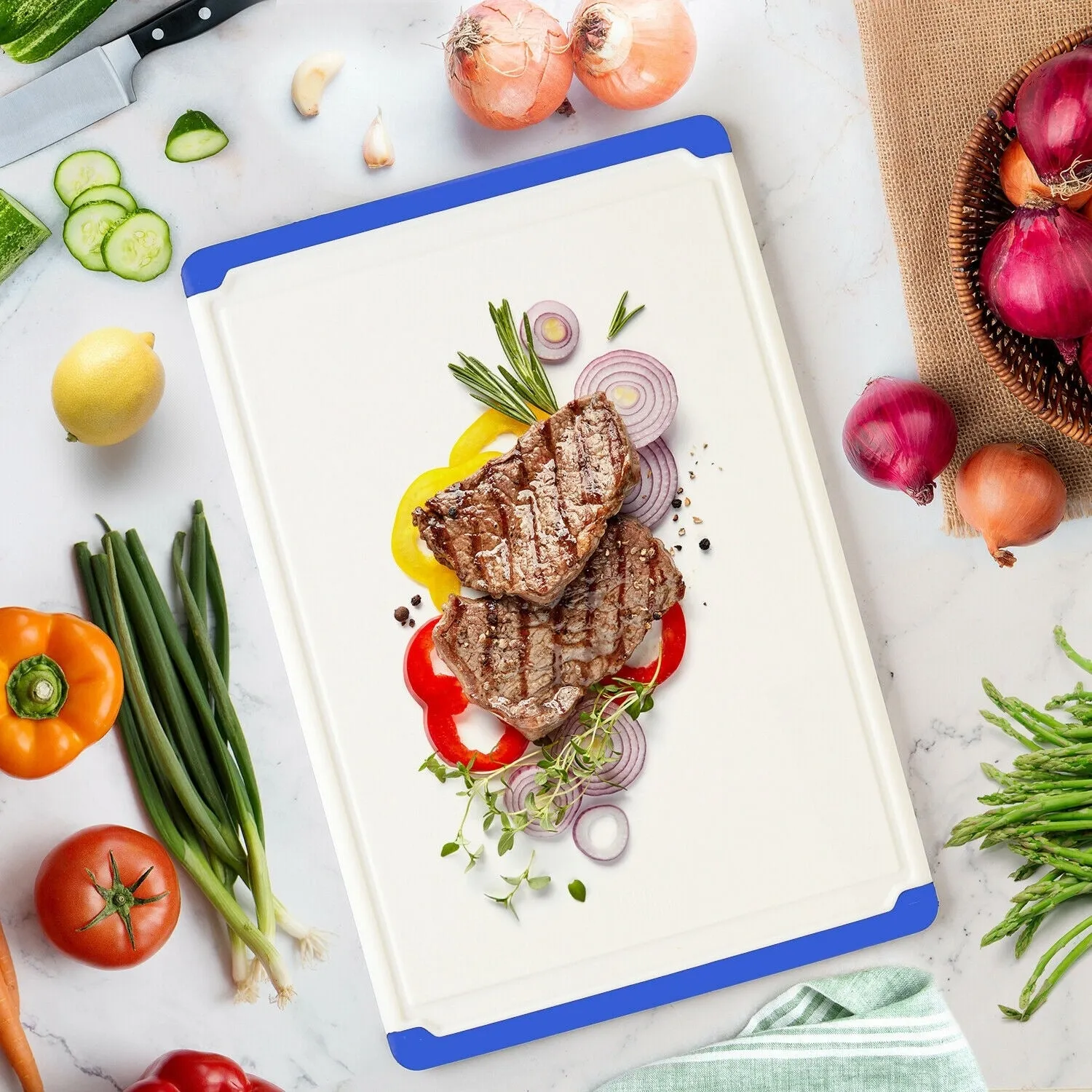 Belwares Large Plastic Cutting Board With Drip Grooves