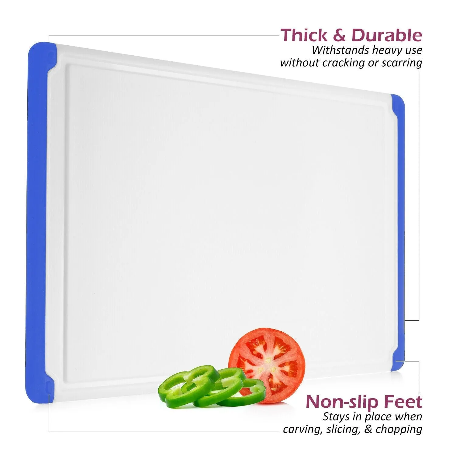 Belwares Large Plastic Cutting Board With Drip Grooves