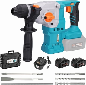 Berserker 20V Cordless 1-1/8" Rotary Hammer Drill SDS-Plus Brushless Motor included 2X4.0Ah Li-ion Battery with Dual Kickback Control,3.0A Fast Charger,4 Mode Variable Speed Rotomartillo for Concrete