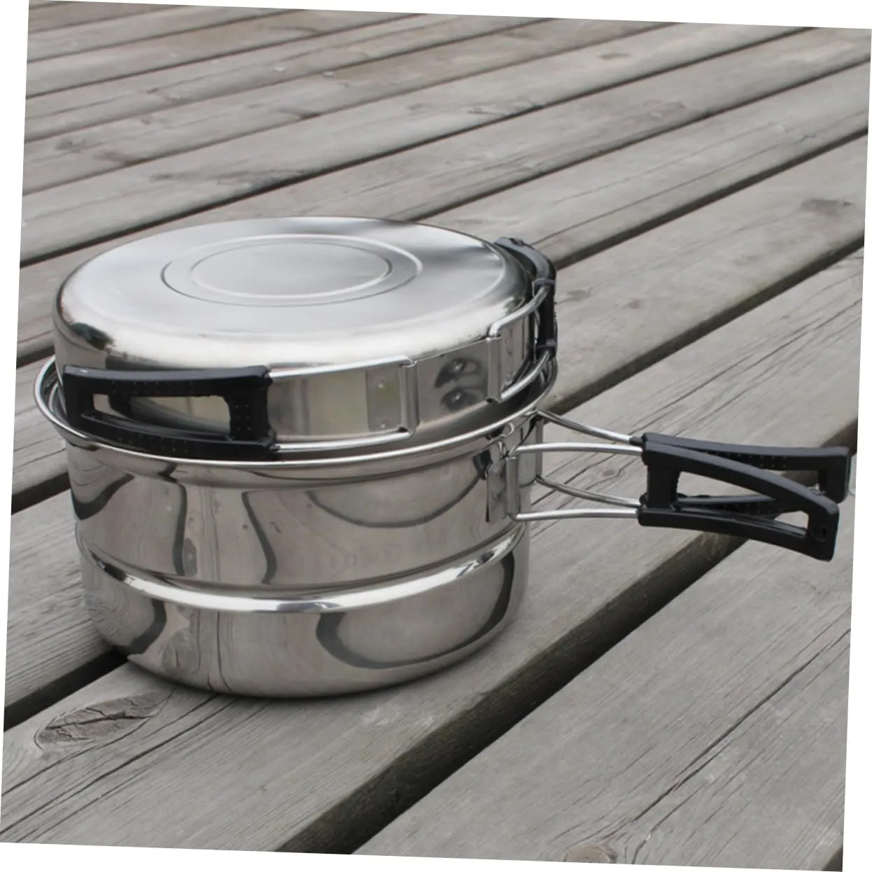 BESPORTBLE 1 Set 3pcs Camping Pan Camping Pots Camping Cooking Utensils Stainless Cookware Outdoor Cookware Outdoor