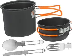 BESPORTBLE 1set Metal Camping Cookware Pots Kettle and Utensils for Outdoor Cooking Hiking and Picnics Lightweight Cooking Persons