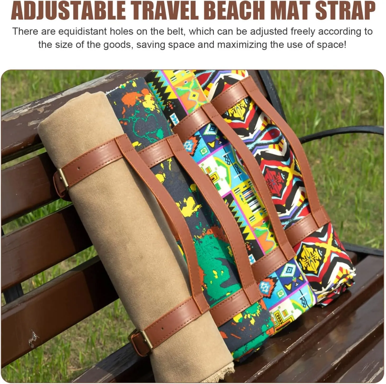 BESPORTBLE Outdoor Floor Mat Binding Strap Adjustable Leather Blanket Carrying Strap for Beach and Camping Supplies Durable and Easy to Use for Securing Ground Mats and Blankets