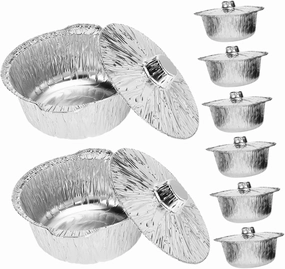 BESPORTBLE 8pcs Aluminum Foil Pans Set with Lids Disposable for Camping Travel Hot Pot Soup Casserole Bake Grill Easy to Clean
