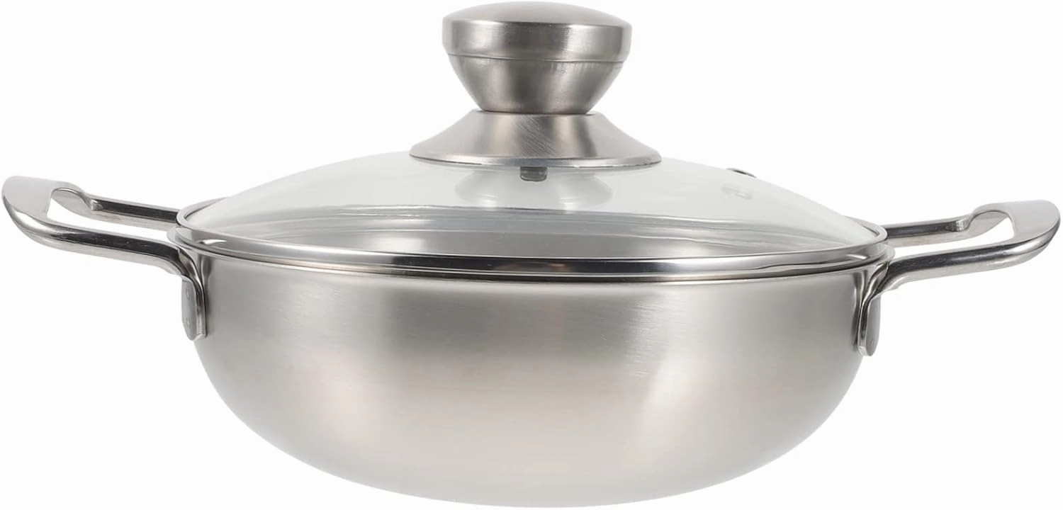 BESPORTBLE Vegetable Pots for Kitchen Stainless Mini Portable Cooking Pot Household Hot Pot Pan Pot with Handle
