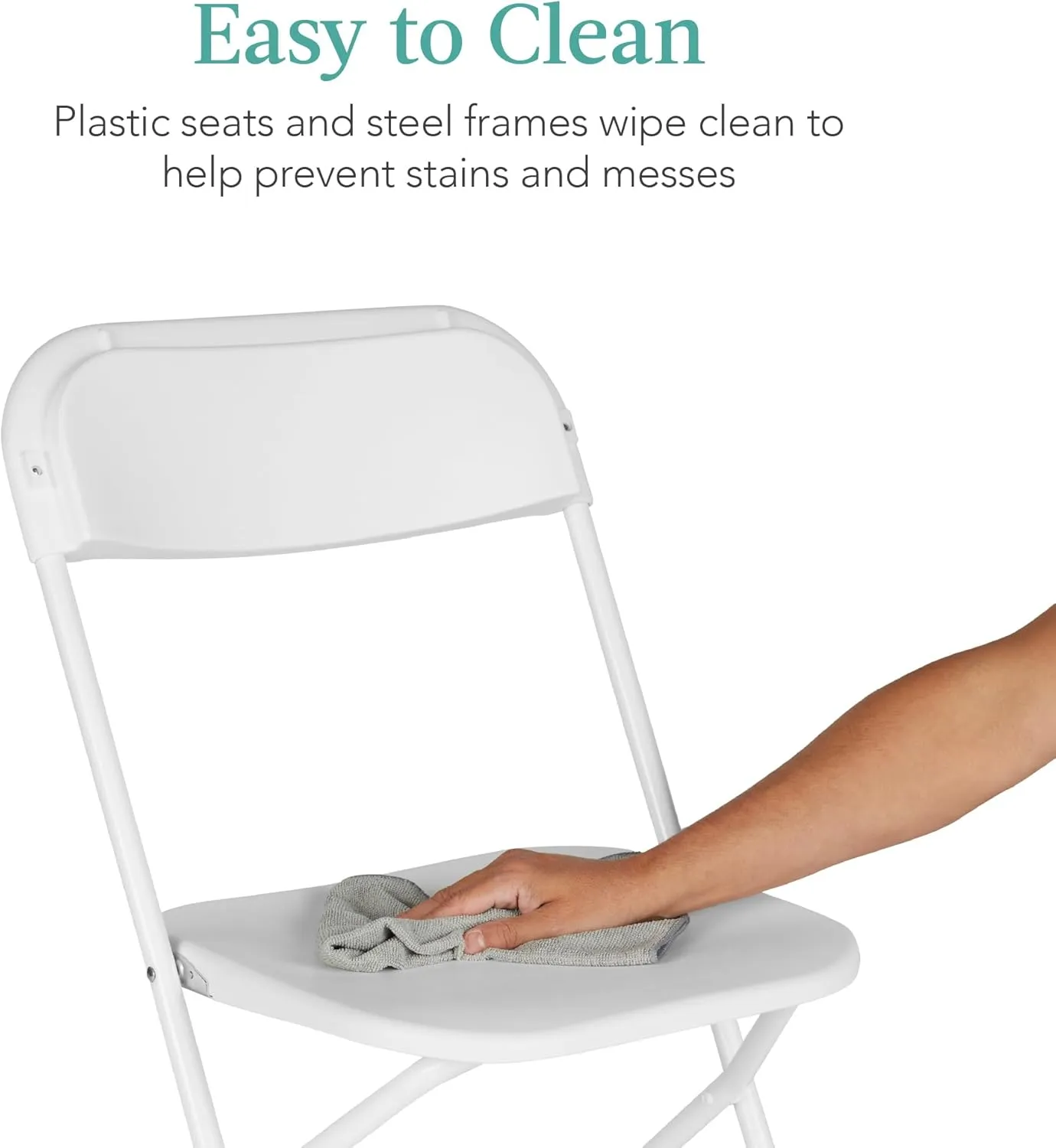 Best Choice Products Set of 4 Plastic Folding Chairs, Portable Stacking Indoor Outdoor Seating for Home, Yard, Garden, Parties, Events w/Non-Slip Feet, 350lb Weight Capacity - White