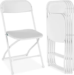 Best Choice Products Set of 4 Plastic Folding Chairs, Portable Stacking Indoor Outdoor Seating for Home, Yard, Garden, Parties, Events w/Non-Slip Feet, 350lb Weight Capacity - White