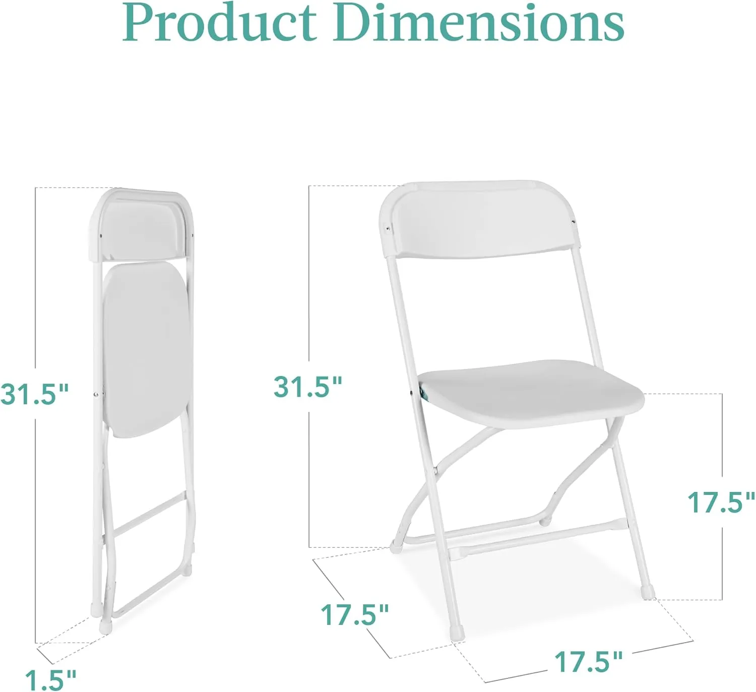 Best Choice Products Set of 4 Plastic Folding Chairs, Portable Stacking Indoor Outdoor Seating for Home, Yard, Garden, Parties, Events w/Non-Slip Feet, 350lb Weight Capacity - White