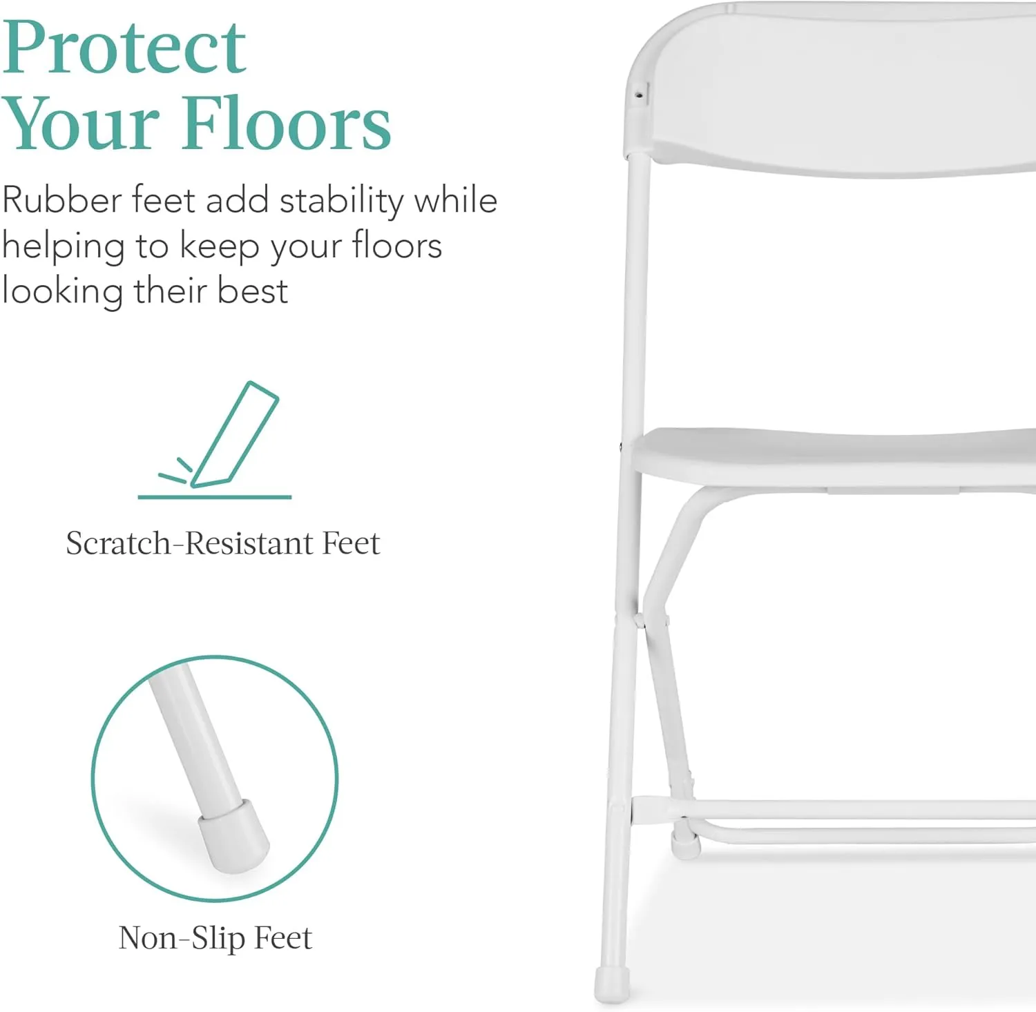 Best Choice Products Set of 4 Plastic Folding Chairs, Portable Stacking Indoor Outdoor Seating for Home, Yard, Garden, Parties, Events w/Non-Slip Feet, 350lb Weight Capacity - White