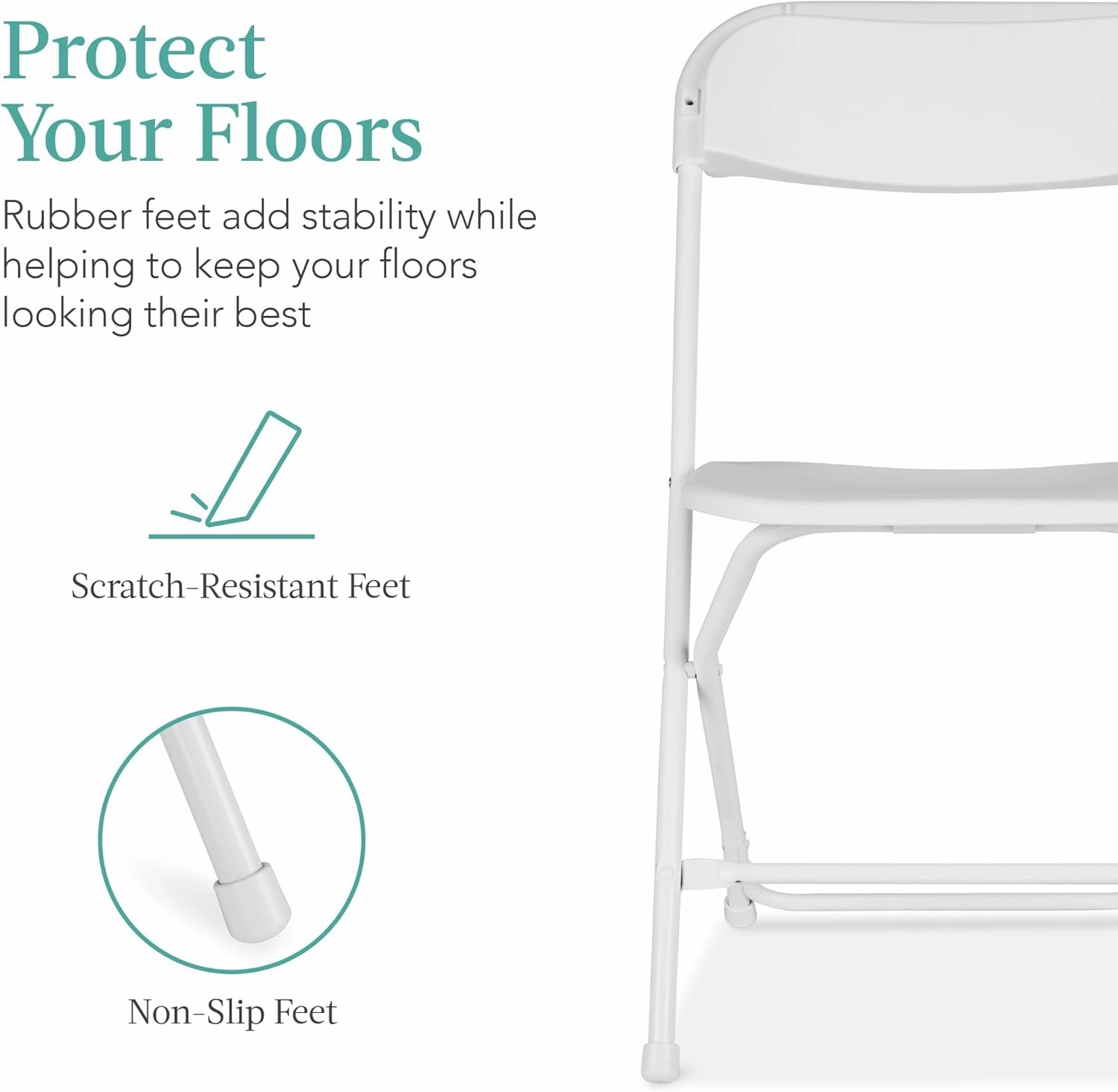 Best Choice Products Set of 10 Plastic Folding Chairs, Portable Stacking Indoor Outdoor Seating for Home, Yard, Garden, Parties, Events w/Non-Slip Feet, 350lb Weight Capacity - White