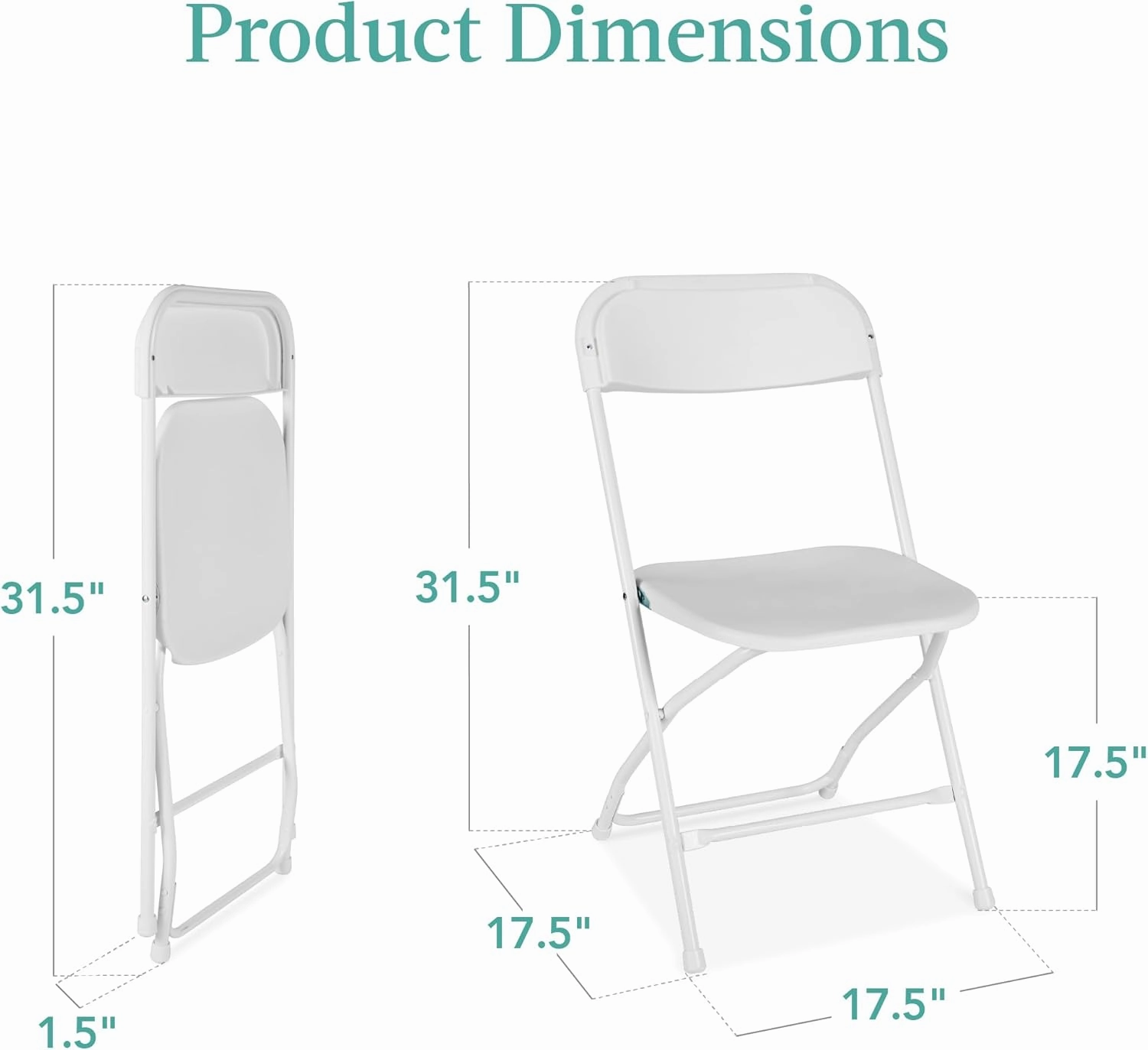 Best Choice Products Set of 10 Plastic Folding Chairs, Portable Stacking Indoor Outdoor Seating for Home, Yard, Garden, Parties, Events w/Non-Slip Feet, 350lb Weight Capacity - White