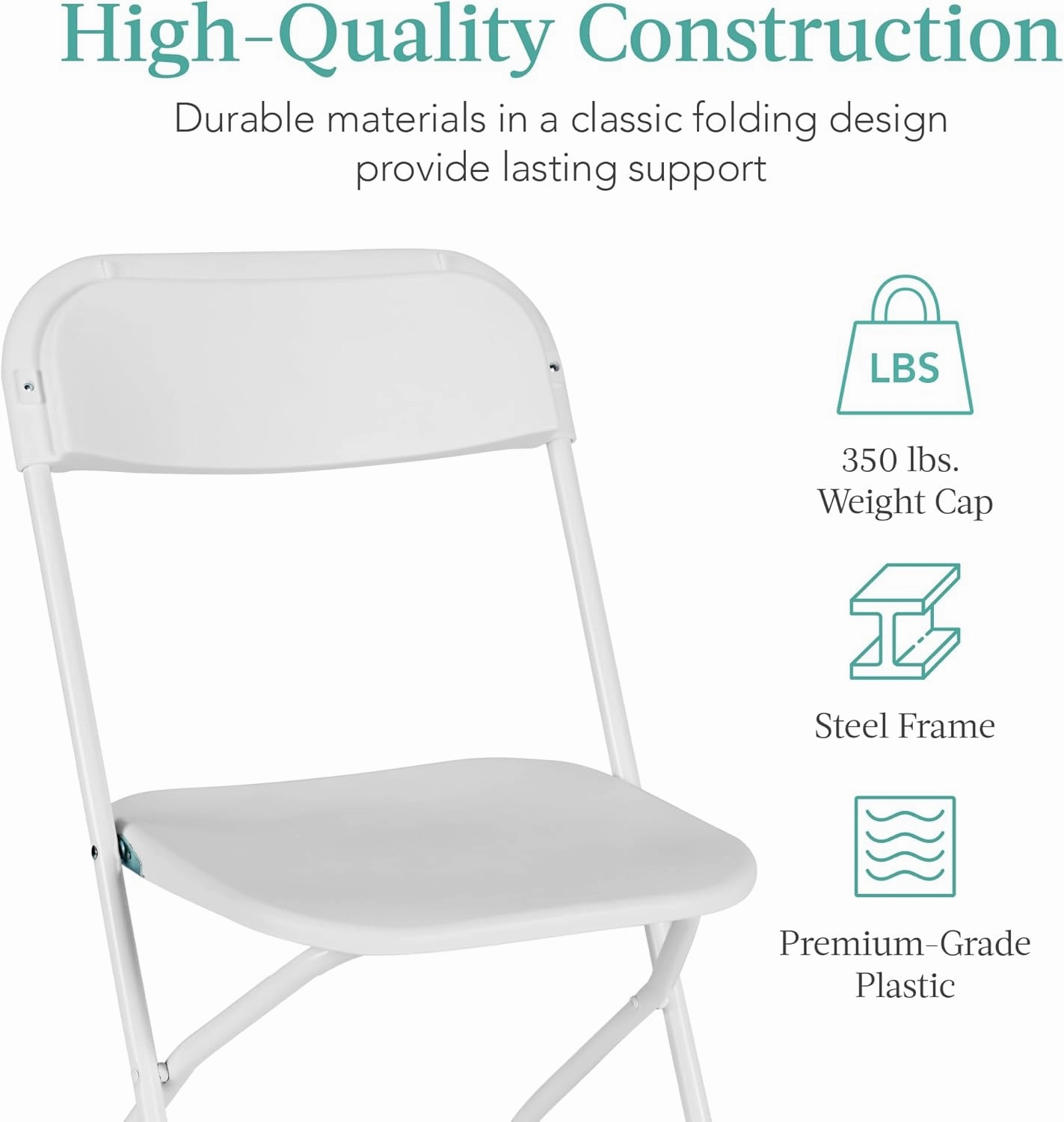 Best Choice Products Set of 10 Plastic Folding Chairs, Portable Stacking Indoor Outdoor Seating for Home, Yard, Garden, Parties, Events w/Non-Slip Feet, 350lb Weight Capacity - White
