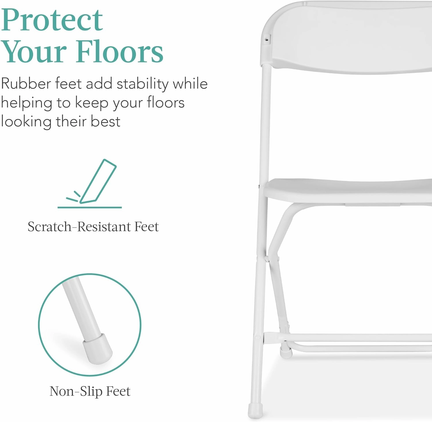 Best Choice Products Set of 10 Plastic Folding Chairs, Portable Stacking Indoor Outdoor Seating for Home, Yard, Garden, Parties, Events w/Non-Slip Feet, 350lb Weight Capacity - White