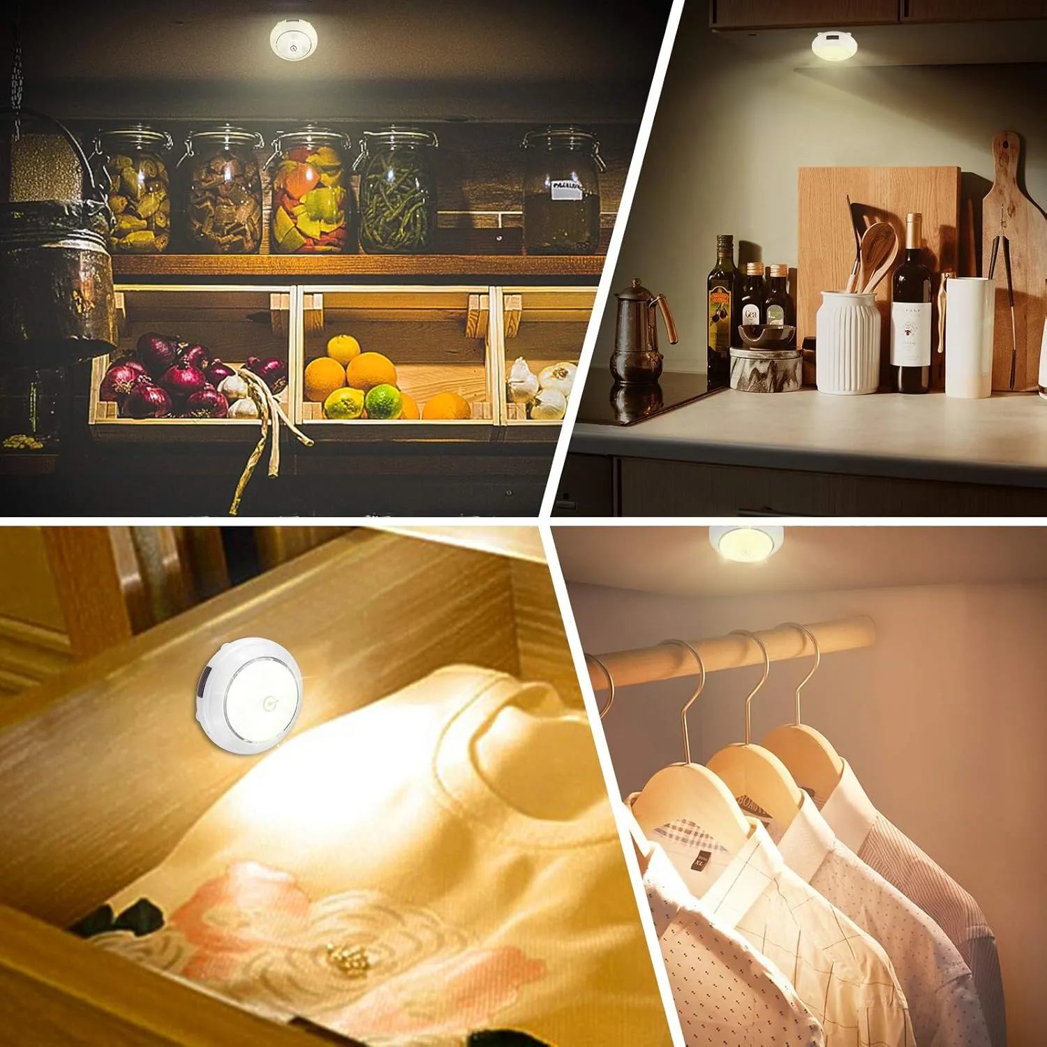 BIGMONAT Wireless LED Puck Light, Battery Operated Mini Under Cabinet Light with Remote Control, Stick On Lights for Closet, Kitchen, Under Counter Lighting (White, 6Pack)