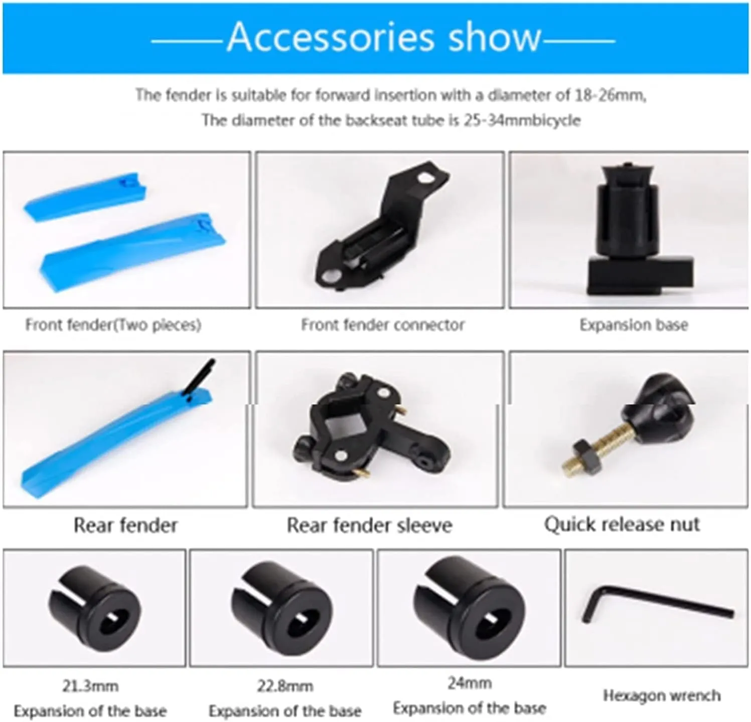 Bike Fender, Portable Bicycle Mudguard,Portable Adjustable Bike Front and Rear Mud Guard Fenders set,Road Bicycle Mudguard Bike Fender Removable Fenders Wings Compatible With Ass Savers Fenders Bike P